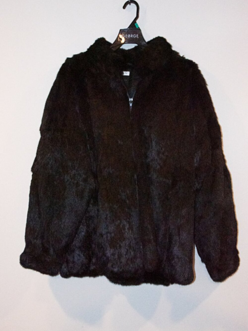 Genuine Dyed Rabbit Jacket Black Size Large